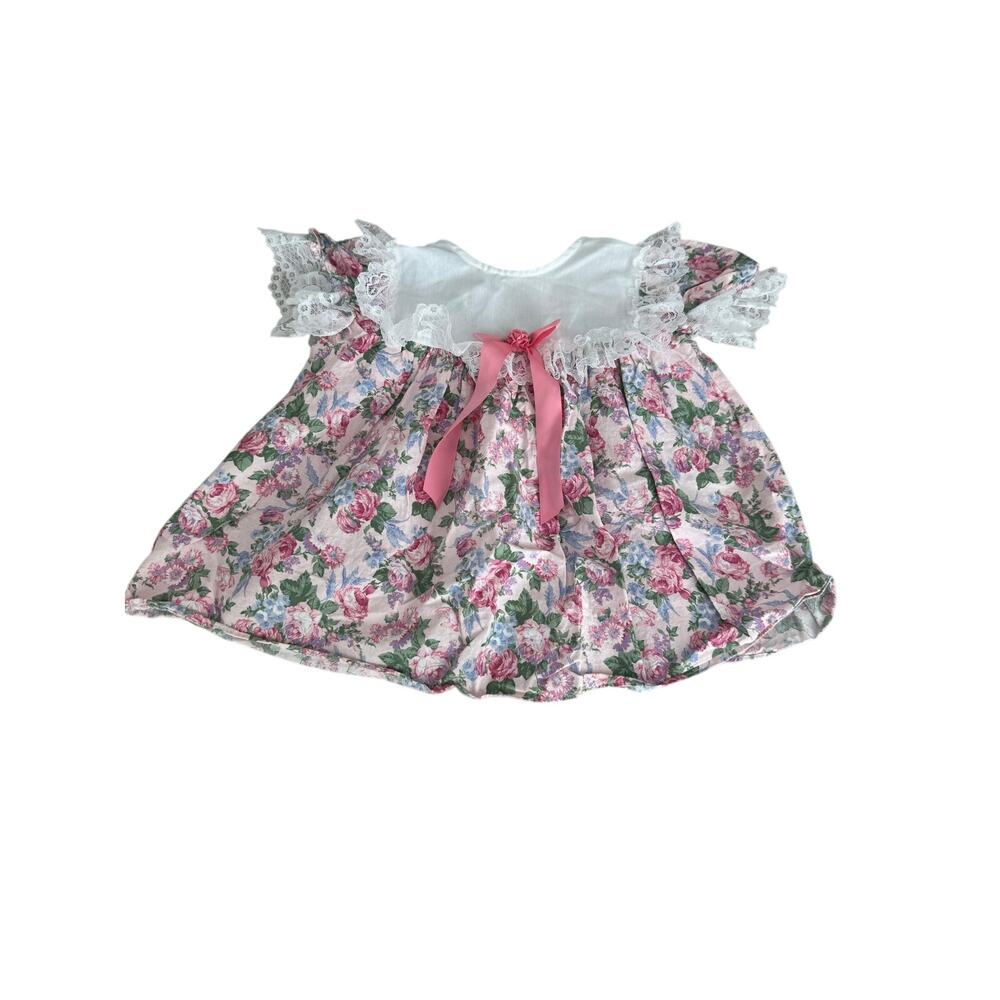 Vintage Jo Lene 2T Pink Floral Lace Party Dress Easter Tea Dress Made USA